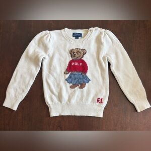 Polo by Ralph Lauren Cream Sweater knitwear bear 6 girls